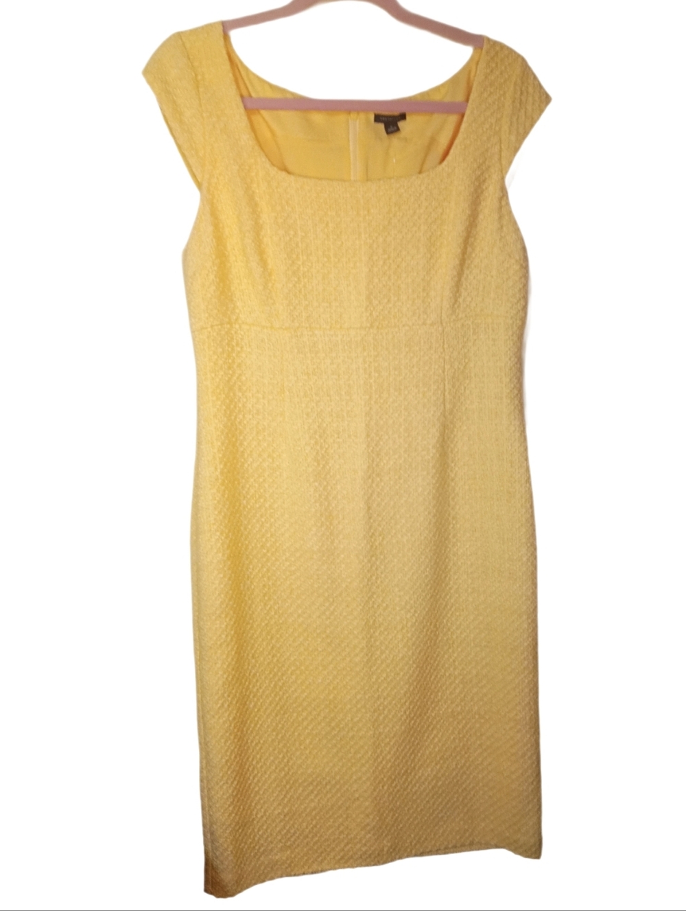 Ann Taylor Pale Yellow Textured Midi Dress